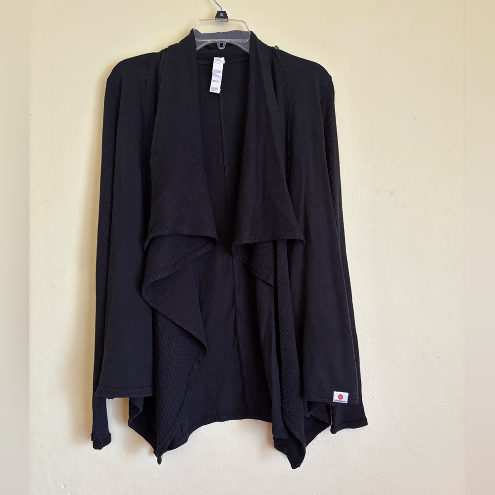 100% Cotton Vimmia Black Draped Open-Front Cardigan